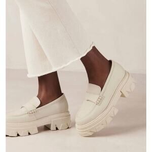 ALOHAS Trailblazer Cream Leather Chunky Lug Platform Loafers Size EURO 38 / 7.5